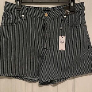 Express Women's Black and White Pinstripe Jean Shorts
